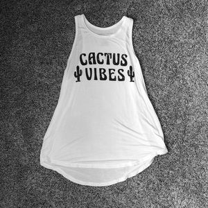 Cactus Vibes White Tank